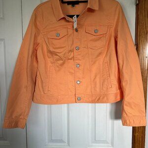 Talbots Classic Denim Jacket in Tangerine Color - New with tags - Size M